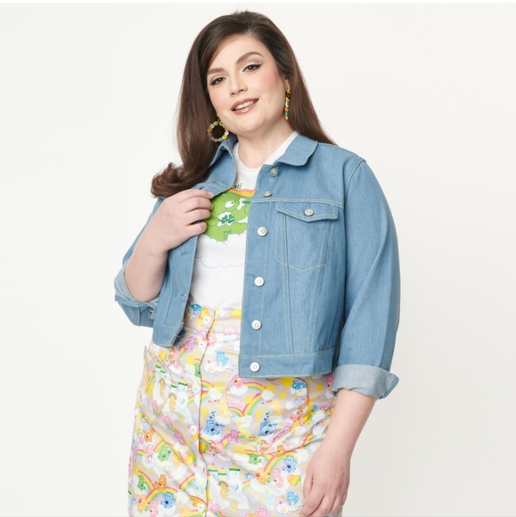 NWT Unique Vintage x Care Bears retro cropped jean jacket, sz 20/3X - Picture 3 of 3